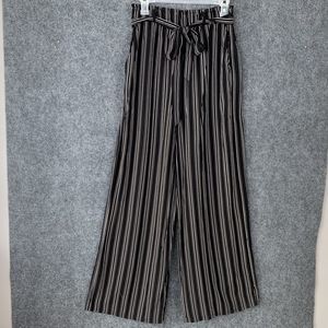 Xhilaration Paper Bag Waist W/Belt Lounge Pants Sz S Black White Stripe Wide Leg